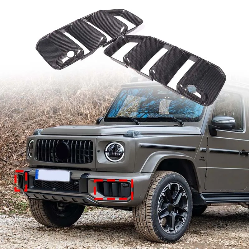 

2 шт. настоящее углеродное волокно для Mercedes-Benz G-Class G63 2025 + автомобильный передний бампер, боковая воздухозаборная решетка, декоративная наклейка, аксессуары