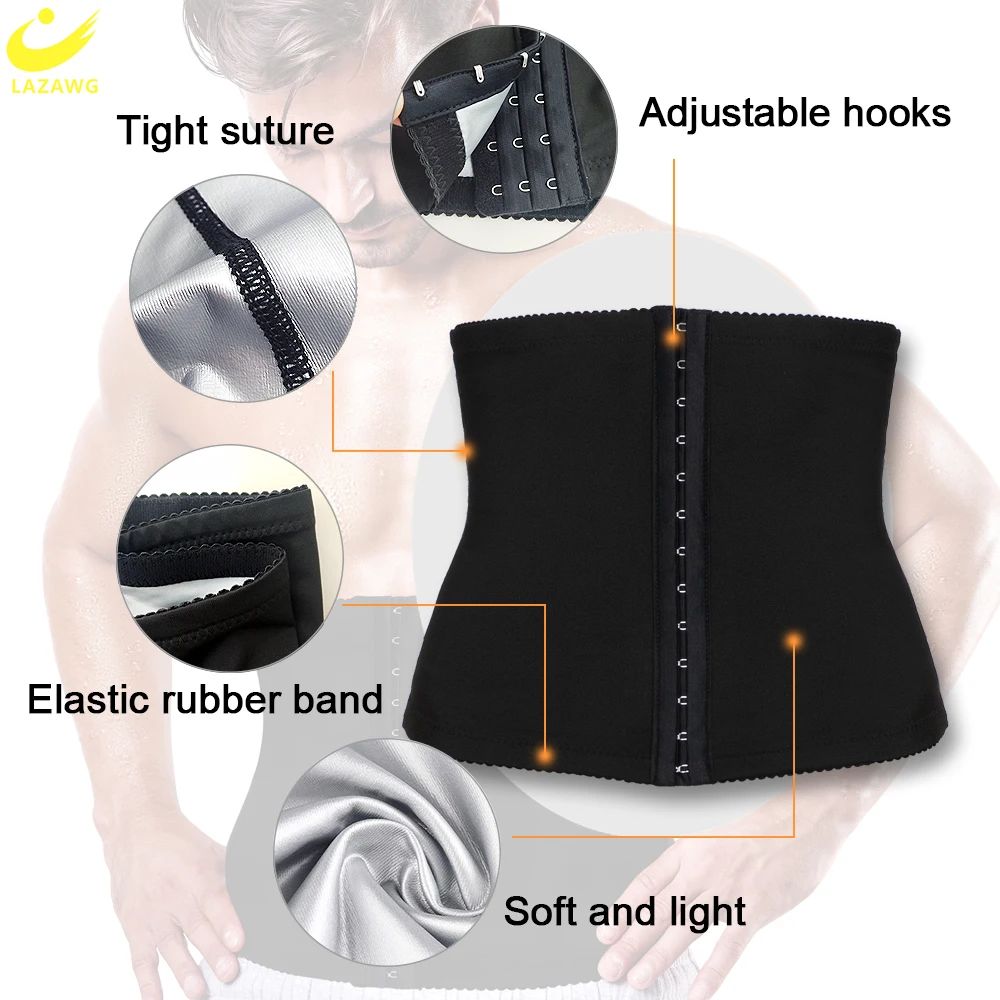 LAZAWG Waist Trainer for Men Sauna Band Weight Loss Sweat Girdle Waist Cincher Trimmer Corset Slimming Belly Belt Body Shaper