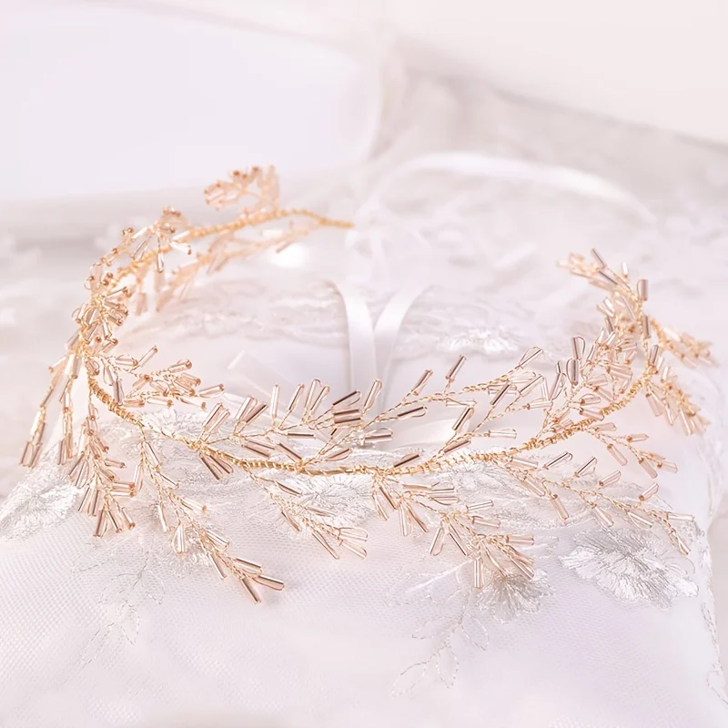 Gold Color Crystal Headband Hairband Tiara Party Rhinestone Hair Vine Bridal Wedding Hair Accessories Jewelry Vine Band Headband