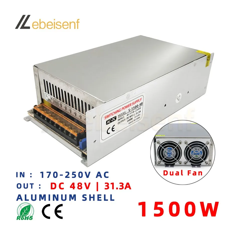 Conversor de Tensão de Alimentação Comutada Transformador de Acionamento do Motor Ventiladores Embutidos Smps 48 v 1500w 31.3a 170250v ca para cc