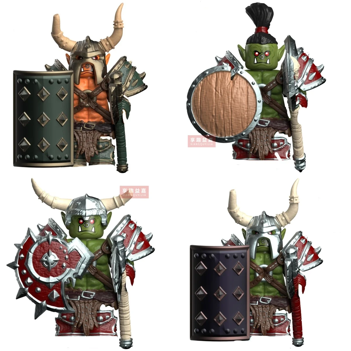 

Medieval Tomahawk Shield Orc Bricks Dolls Action Assemble Model Figures Building Blocks Toys children Birthday Gift