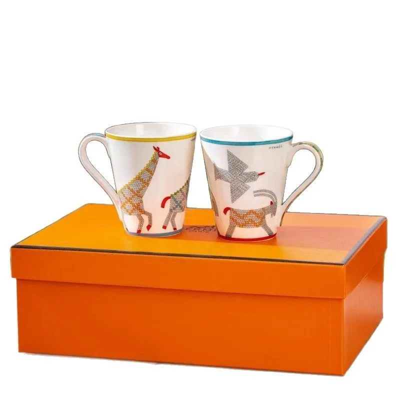 

New children's tableware four-piece set of bowls, plates, European-style ceramic plates, water cups, mugs, couple mugs