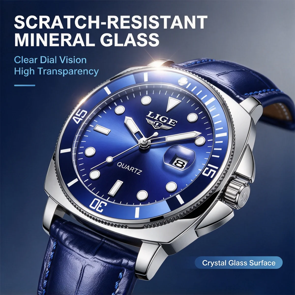 LIGE Business Watch Men Fashion Military Sports Men's Quartz Wristwatch Original Brand Luxury Leather Waterproof Watches for Men