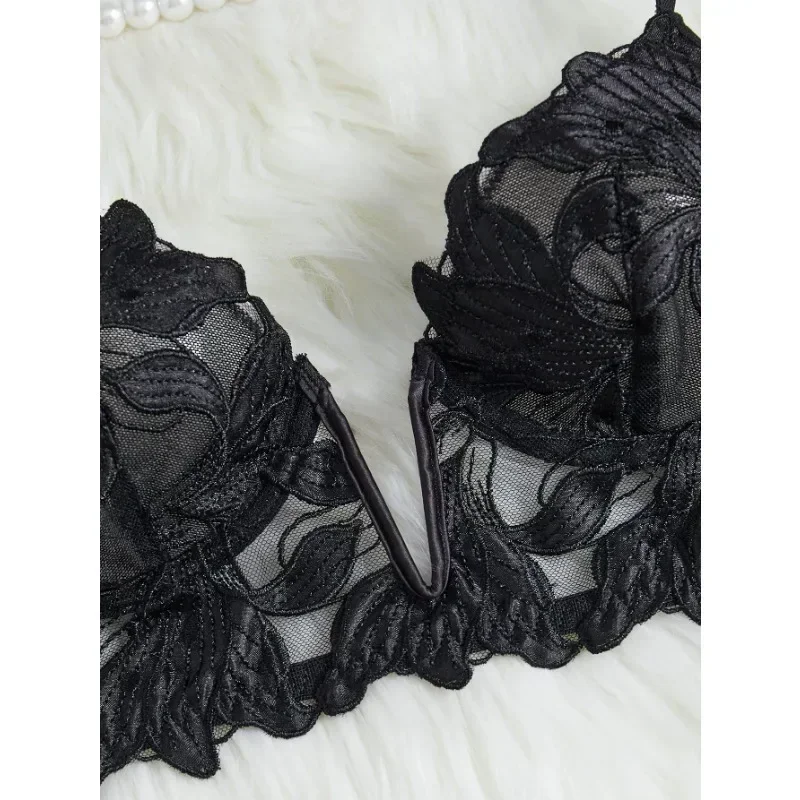 Lingerie da fata floreale San Valentino affascinante slip intimo sexy da notte fantasia set di slip intimo V per signora reggiseno trasparente