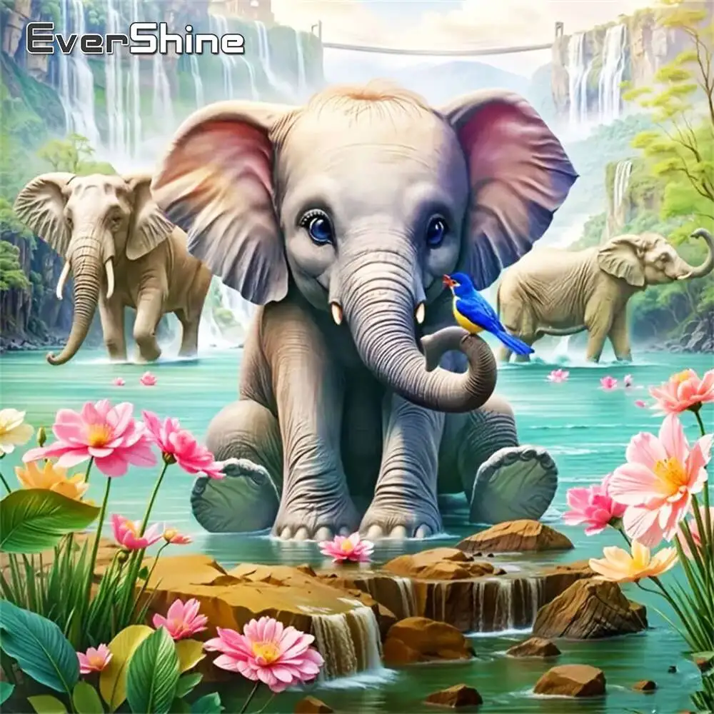 

Evershine Слон Алмазная мозаика Животное DIY Картина Водопад Подходит для начинающих Вышивка Мультфильм Ручная работа