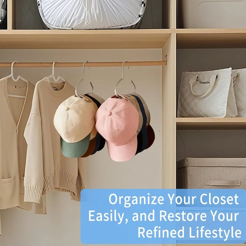 Hat Hangers for Closet, Premium Hat Organizer for Baseball Caps, Cap Rack for Organizers and Storage, Space Saving Hangers - Detail 1