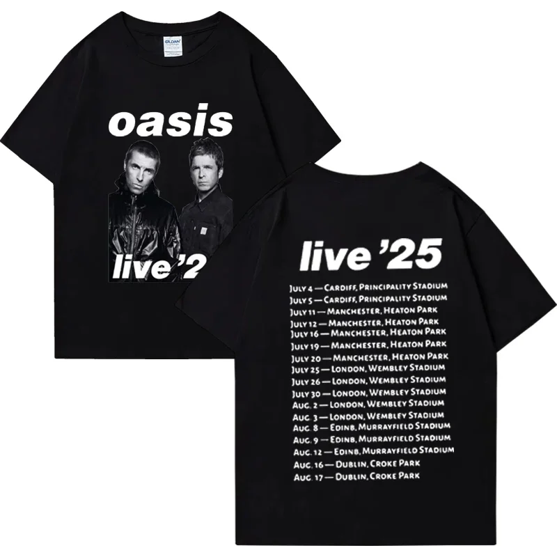 Oasis Live 25 Tour short sleeve T-Shirts Man's Women Fashion Hip Hop streetwear t shirt Cotton classic Unisex Loose print Tops