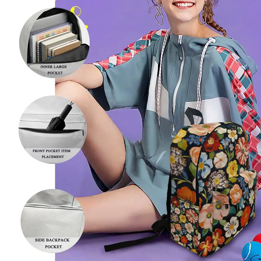 

1pc Elegant Floral 2D Print Backpack, Fashionable and Simple, Unisex, Large Capacity, High-Quality Gift