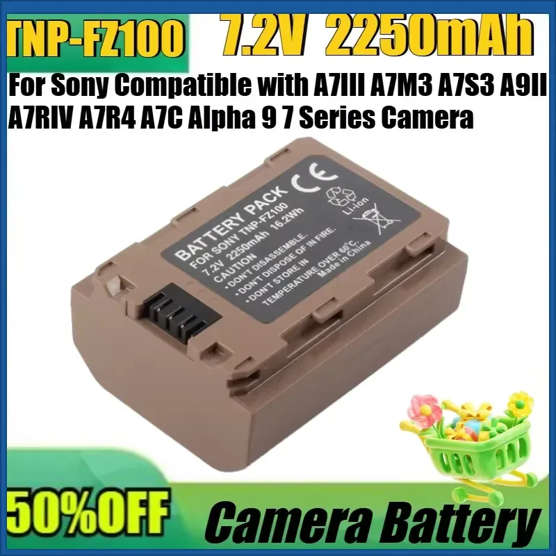 Type-C Direct Charge FZ100 Battery 2250mAh for Sony Compatible with A7III A7M3 A7S3 A9II A7RIV A7R4 A7C Alpha 9 7 Series