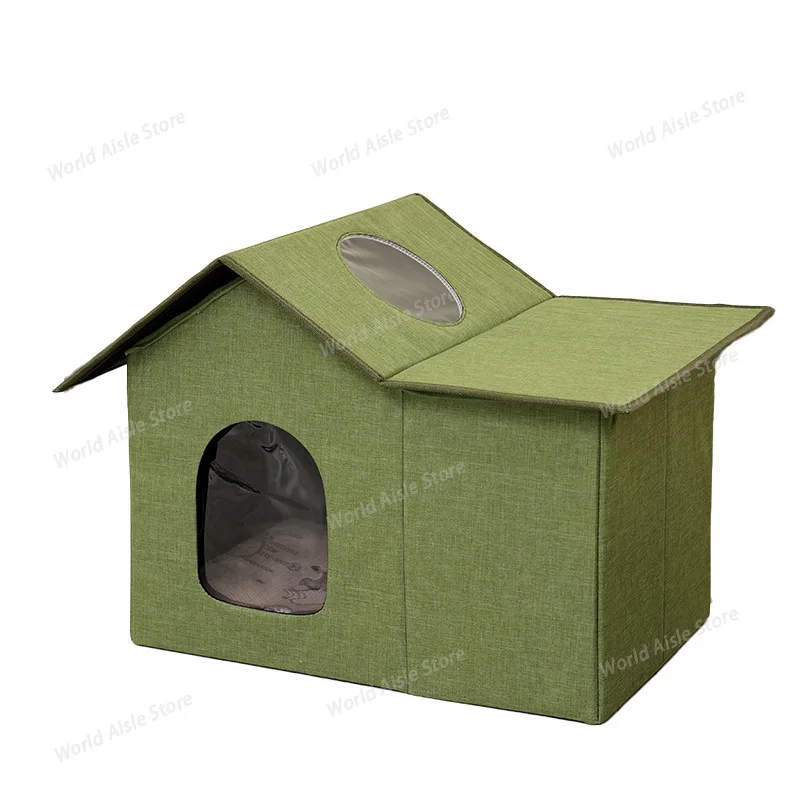 

Outdoor Waterproof Cat House Enclosed Foldable Compact Design, Four-Season Villa for Indoor Outdoor Use