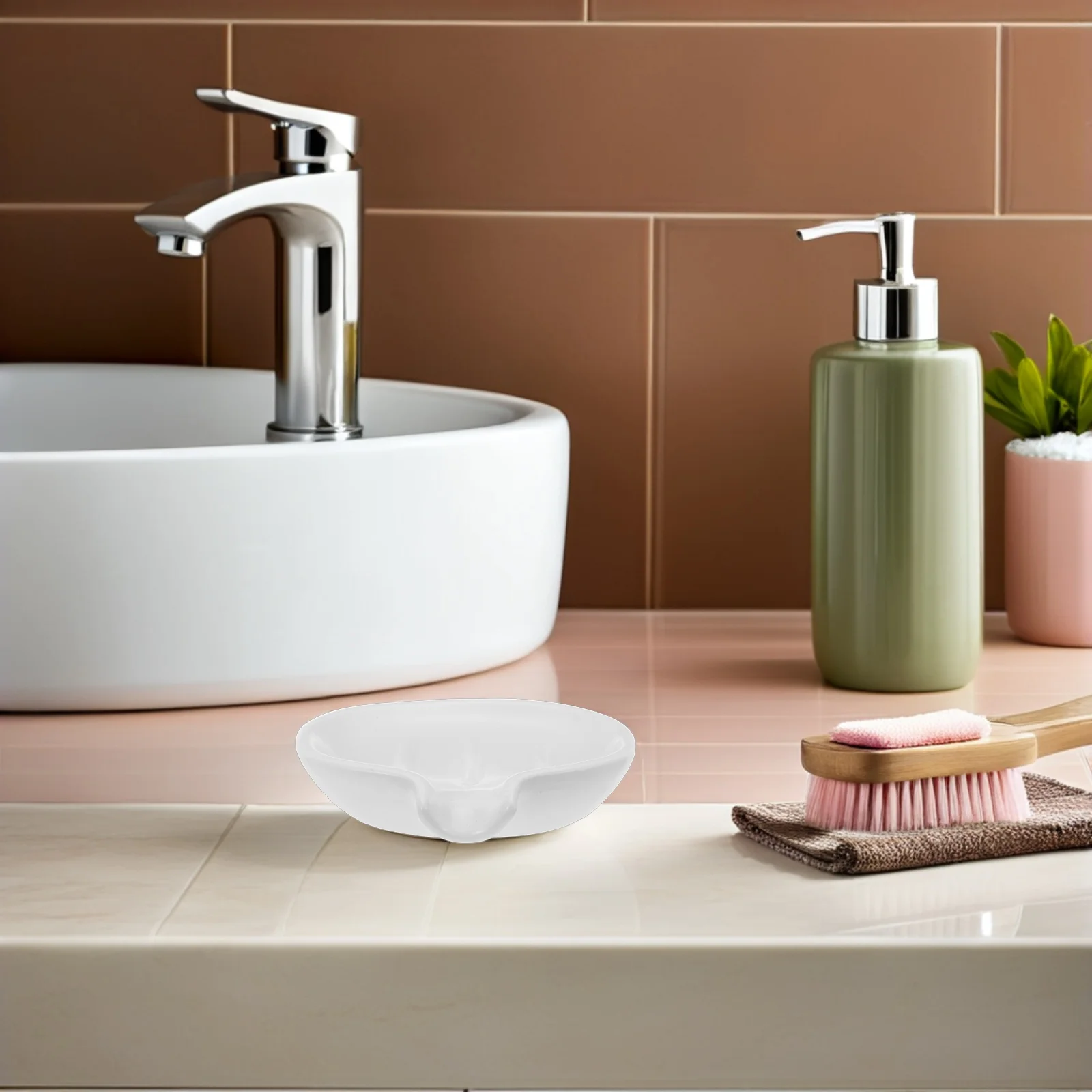 

White Ceramic Soap Dish Draining Bar Soap Tray Minimalist Decorative Shower Kitchen Sink Bathroom Accessories 5.31x4.32 Inch