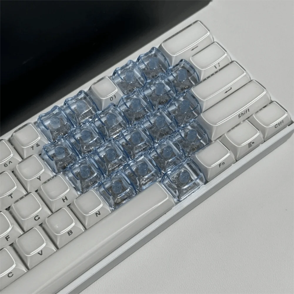 10Pcs Cute Transparent Cat Shaped Keycaps 1U PBT MAO Profile Keycaps Cartoon Blank Key Caps For MX Switch Keyboard