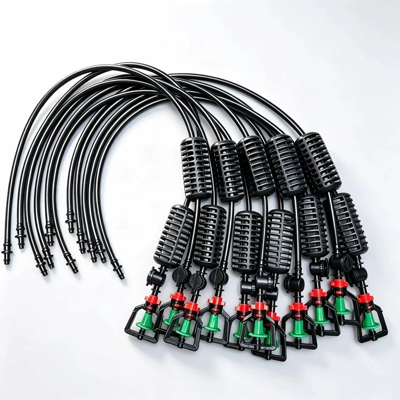 Garden Lawn Sprinkler Irrigation System Kit Greenhouse Hanging Barb Connector with Weight Anti-drip Device 360 ° Rotation
