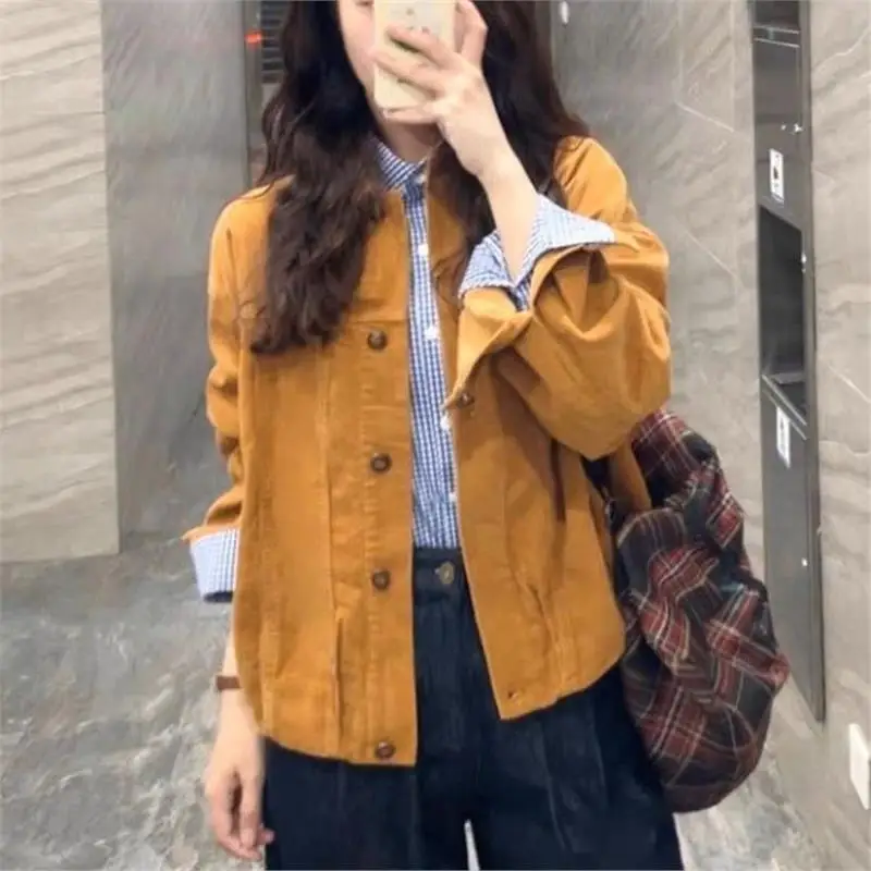 Bomber s Womens Pilot Fall Preppy Corduroy Panelled Campus Uniforms College Cleanfit Artistic Waistband Ol Elastic