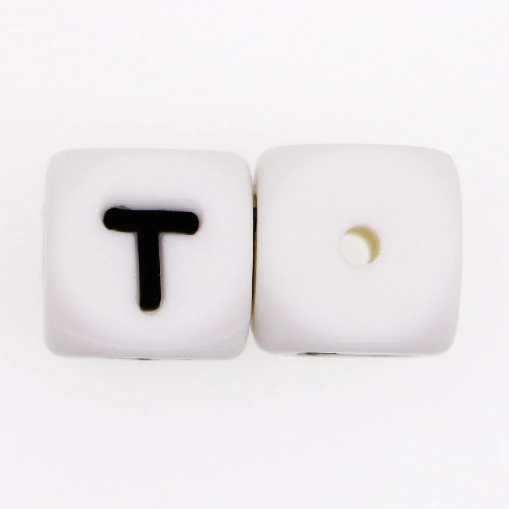 LOFCA 10 Stück 12-mm-Silikonbuchstabenperlen, DIY-Schmuckzubehör zum Basteln von Armbändern, englische Alphabetperlen, BPA-frei, lebensmittelecht.