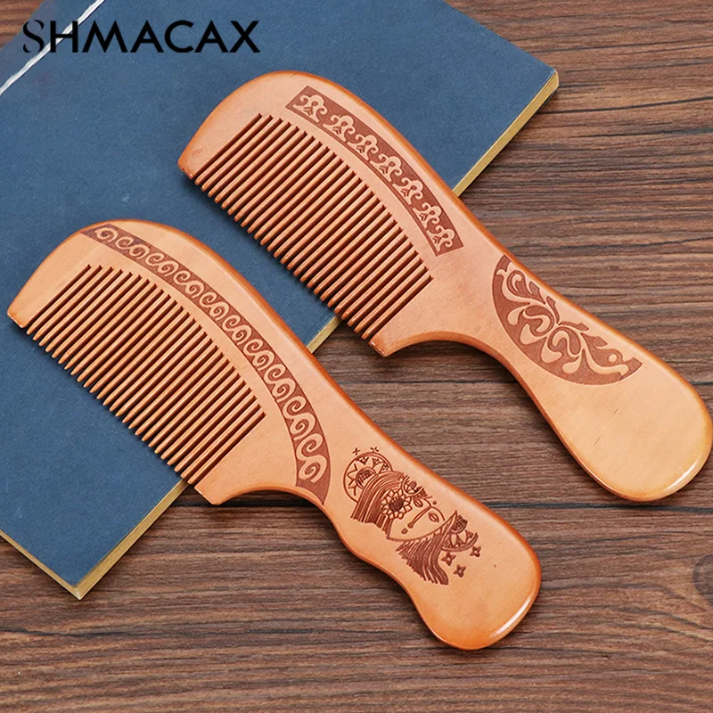 Natural Peach Wood Comb Close Teeth Anti-Static Head Massage Beard Hair Care Tool Beauty Accessories Barber Women'S Hairdres