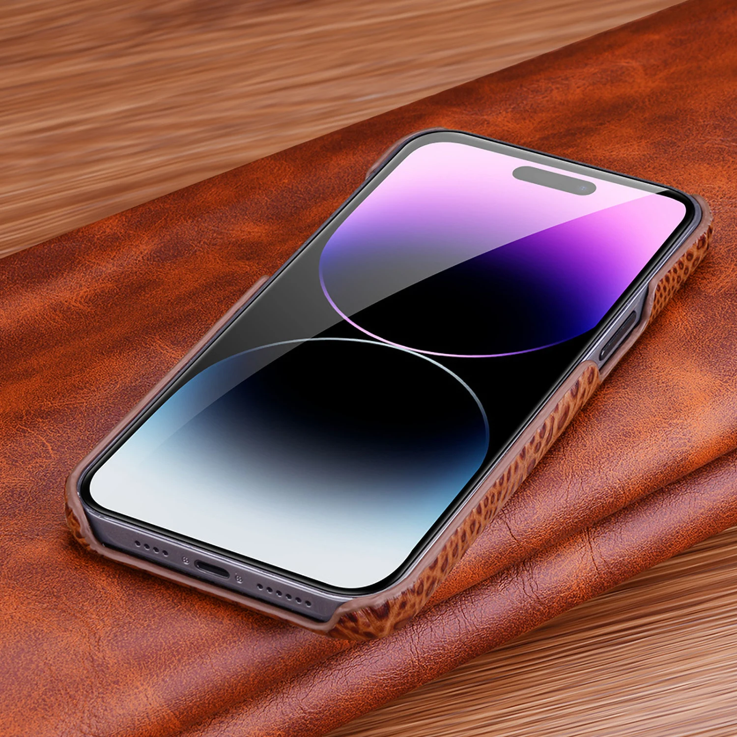 Funda de cuero de vaca genuino para iPhone 14 15 16 Pro Max cubierta trasera de calavera de cocodrilo