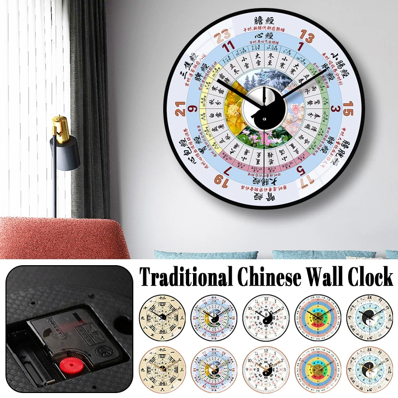 8inch 20cm Feng Shui Wall Clock Traditional Chinese Medicine Art Wall Decor Tai Chi Bagua Wealth and Good Lucky Home Decoration
