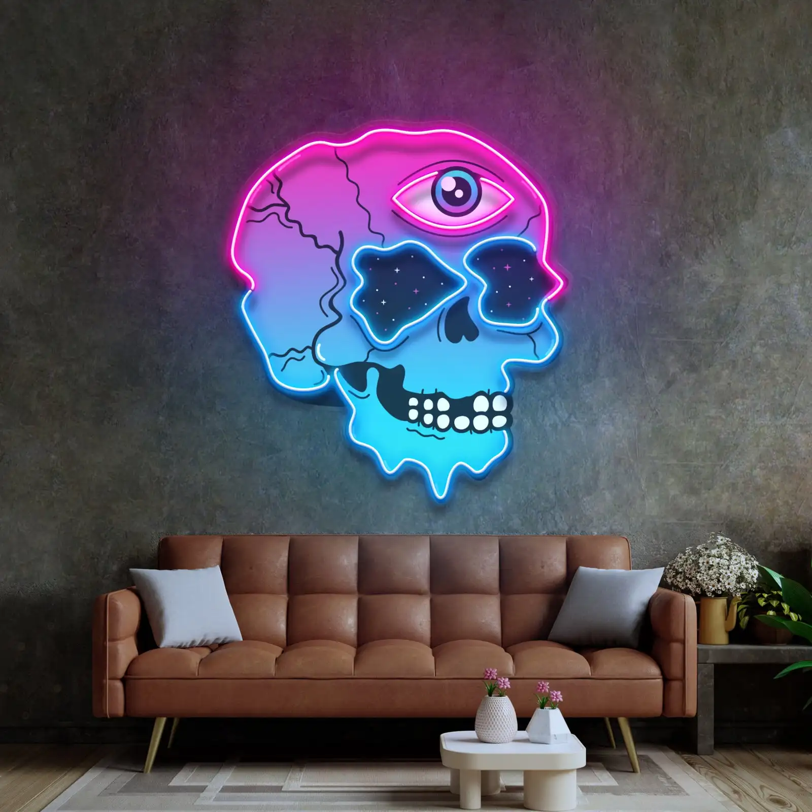 

Skull Head Neon Signs for Wall Decor Painting Artwork Night Sign Bedroom Game Room Bar Beer Bar Man Cave Club Neon UV Print Sign