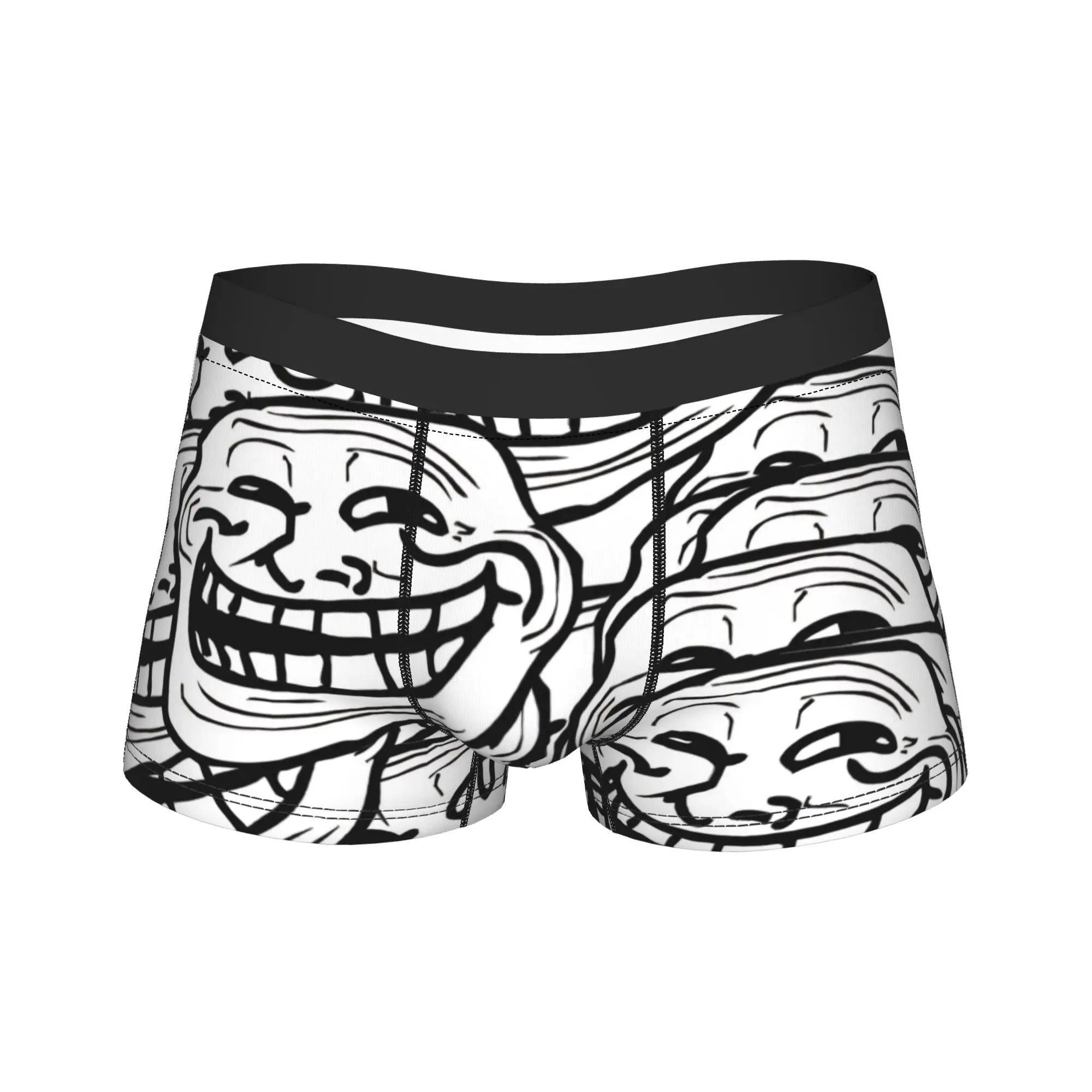 Rage Comic Trollfac Boxer Shorts Crazy  3D Pouch Underwear Quality Custom Shorts Briefs Elastic Men's Panties Plus Size