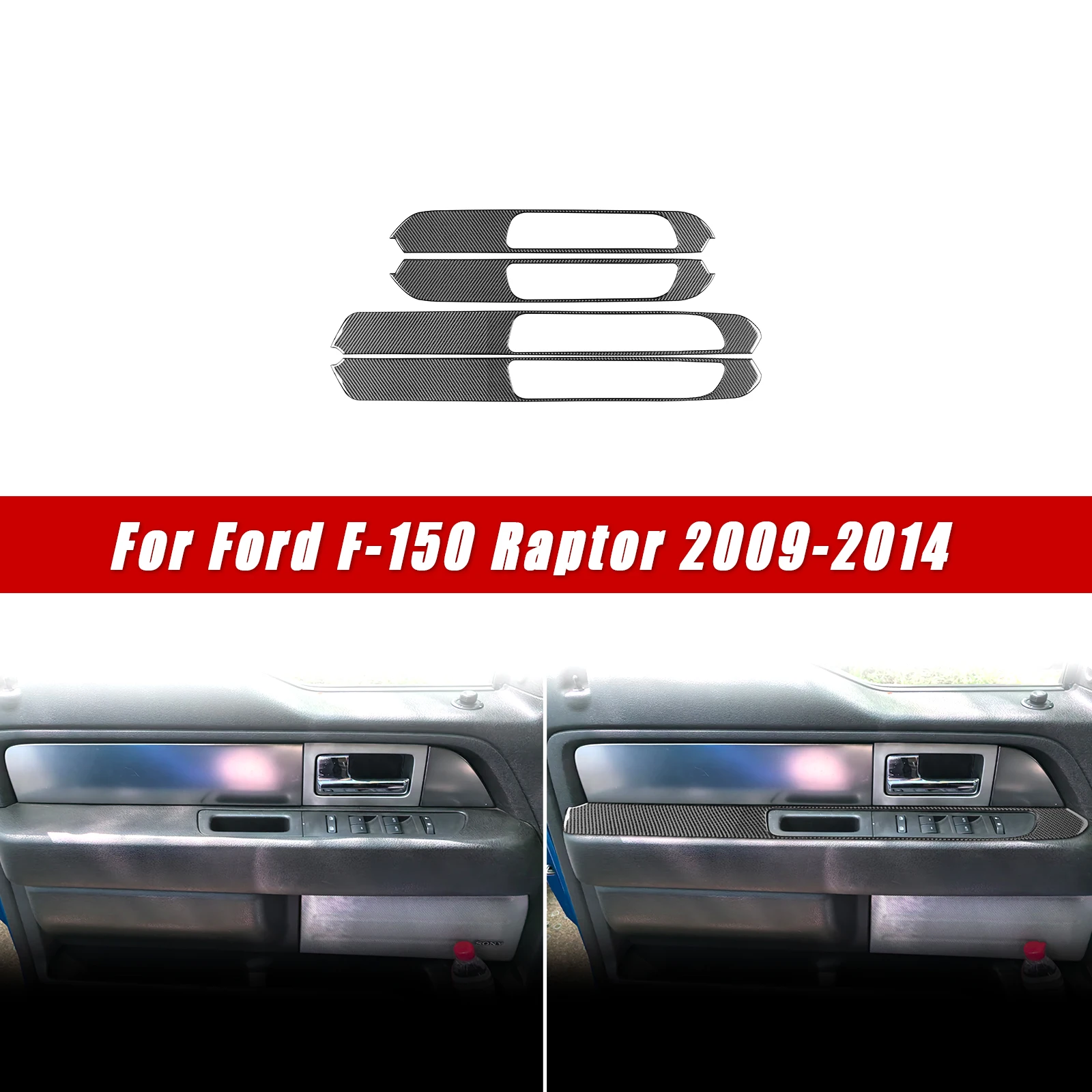 For Ford F-150 Raptor 2009-2014 Car Interior Trim Accessories Real Soft Carbon Fiber Sticker Window Switch Panel