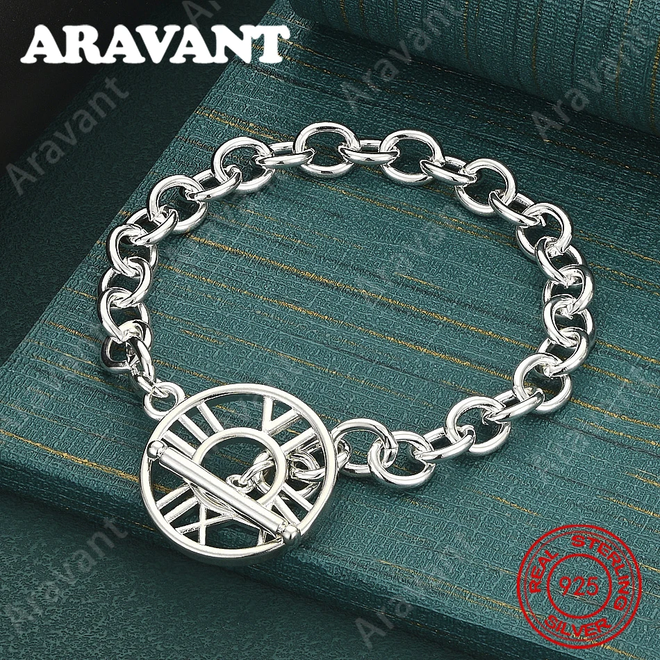925 Sterling Silver Roman Numeral Pendant Bracelet For Women, Commuter Accessory, Christmas Gift Jewelry