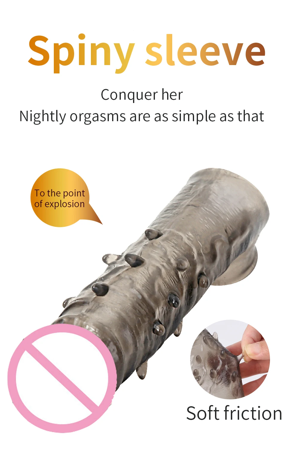 Realistic Thick Penis Cover With Spikes Dildo Sheath Reusable Condom Delay Ejaculation Male Cock Extender Vagina Massage Sex Toy