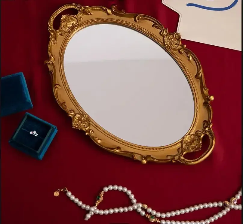 Resin Mirror Tray Jewelry Plate Dressing Table Storage Decorative Trays Display Organizer Shooting Props Ornaments