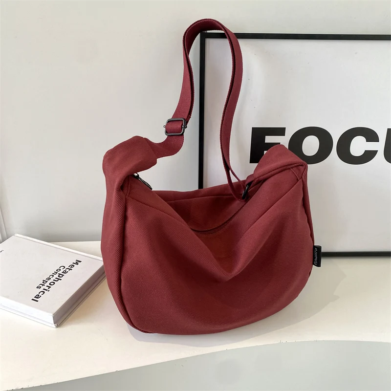 Canvas Zipper Ladies Crossbody Bags Youth Women's Shoulder Bags on Sale 2024 Solid Color Free Shipping Bolsas Para Mujeres