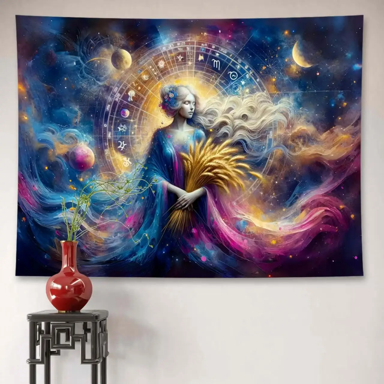 Large Galaxy Astrology Cosmic Space Tapestry Wall Decor Boho Mystical Celestial Zodiac Universe Print 150x300cm Abstract Art