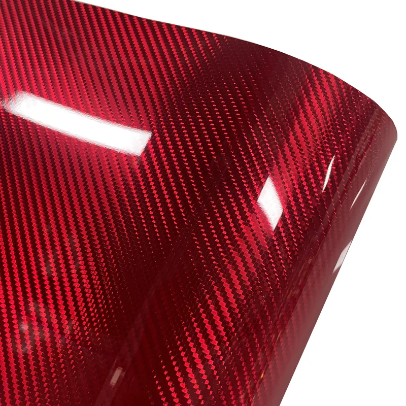Premium PET glänzend 5D Chrom Rot Carbon Faser Vinyl Wrap Film DIY selbstklebende Aufkleber Aufkleber Motorrad Auto Wrapping Folie – Detail 1