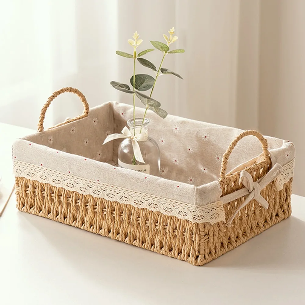 Cestas de almacenamiento de mimbre de imitación, decoración del hogar para frutas y verduras, cestas tejidas a mano, almacenamiento de juguetes multiusos