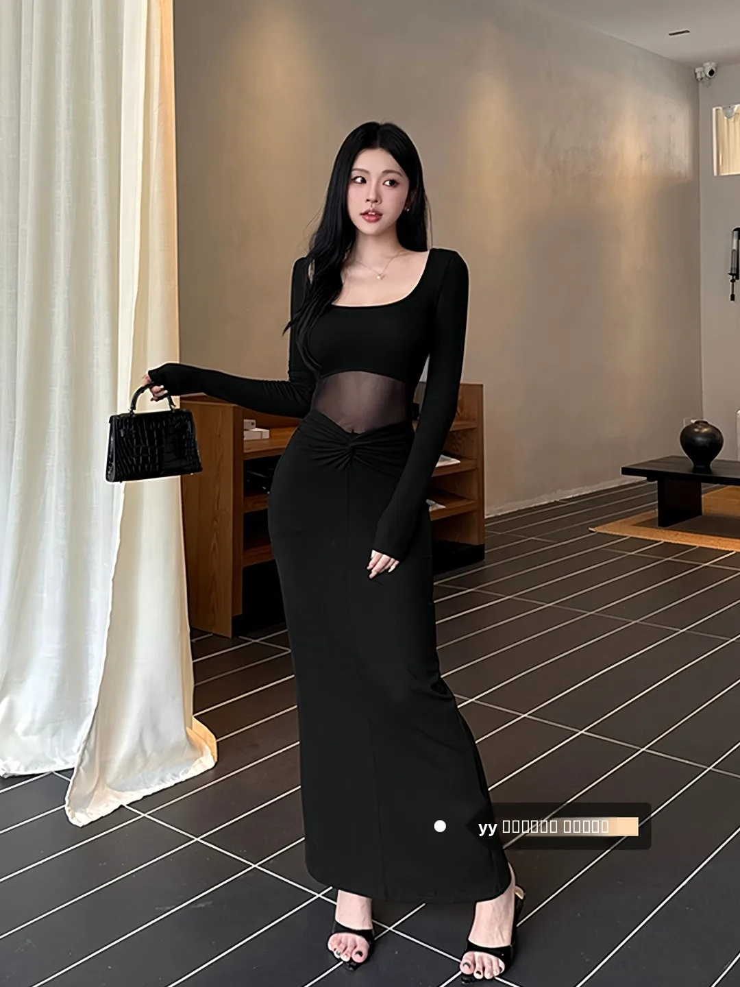 

Ele Bla Long Sve Me Splice Dr женское сексуальное облегающее платье U-Ne модное модное осенне-зимнее платье