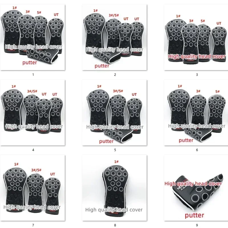 

Golf Accessories PU Black Head Cover for Plush Driver Blade Putters Fairway Woods No.1 No.3 No.5 UT