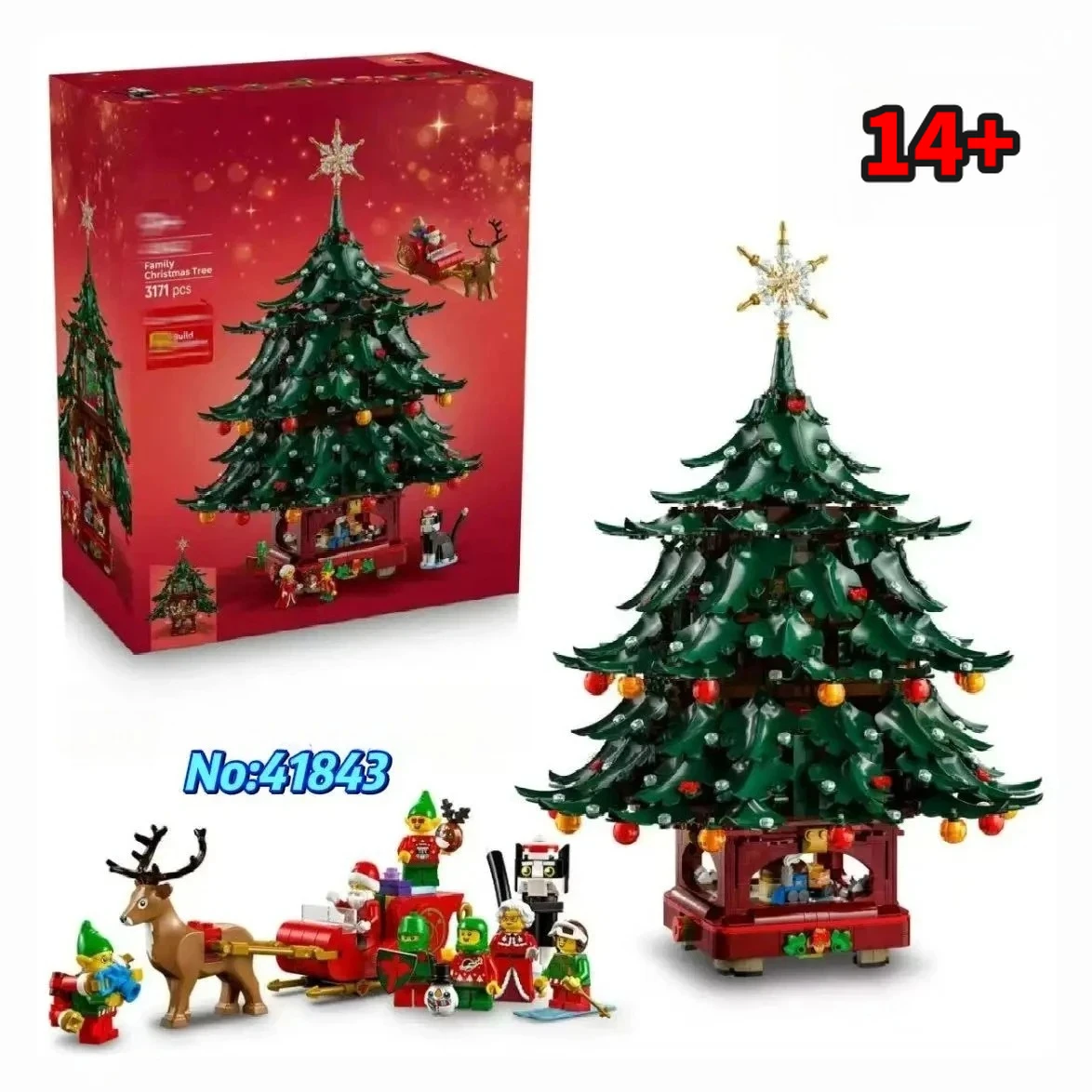 Juguete de Construcción de Ladrillos Estilo Clásico Disney, Nuevo, 41843, Colección Árbol de Navidad Familiar, Decoración para Fiestas