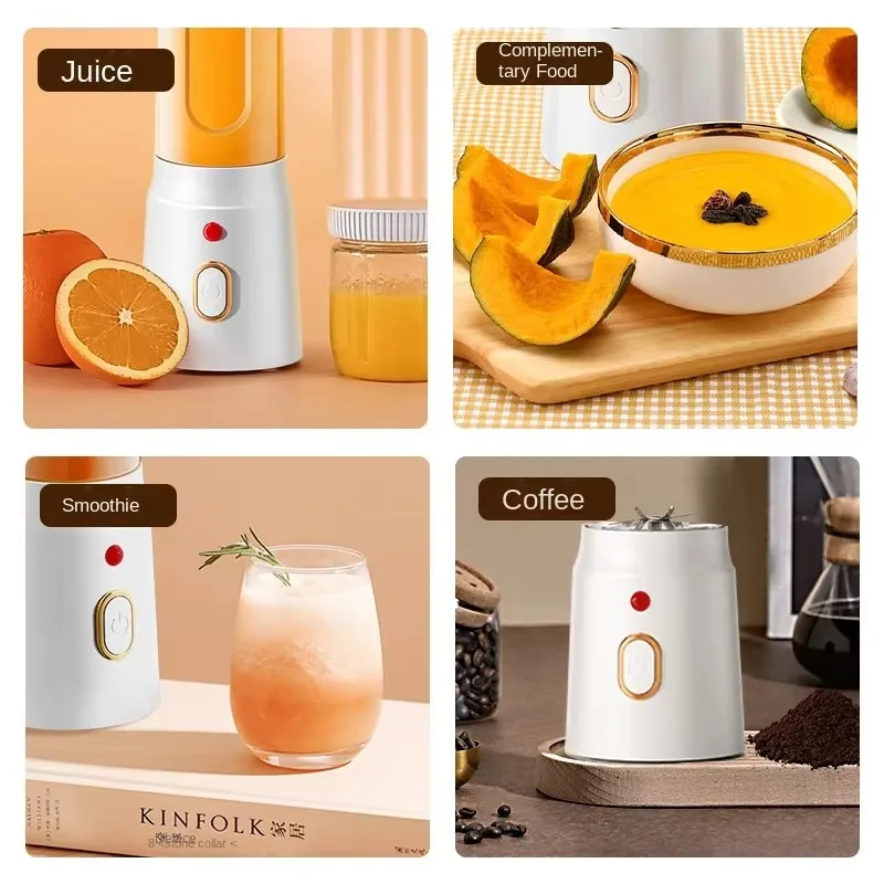 Electric Juicer Fruit Juice Cup Convenient To Carry Student Home Mini Juice Blender 6Blades Quick Crush USB Charging Juicing Cup