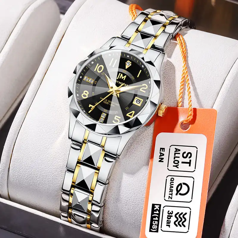 

JONNY MOORE 1023 новые модные женские кварцевые часы с автоматической датой, водонепроницаемый ремешок из нержавеющей стали, изысканные женские часы