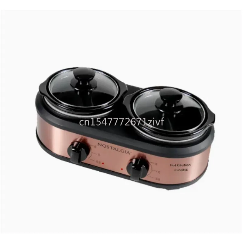 

Ретро медная двуглавая кастрюля с тремя головками, многофункциональная мультиварка, ностальгическая автоматическая кастрюля для супа и каши