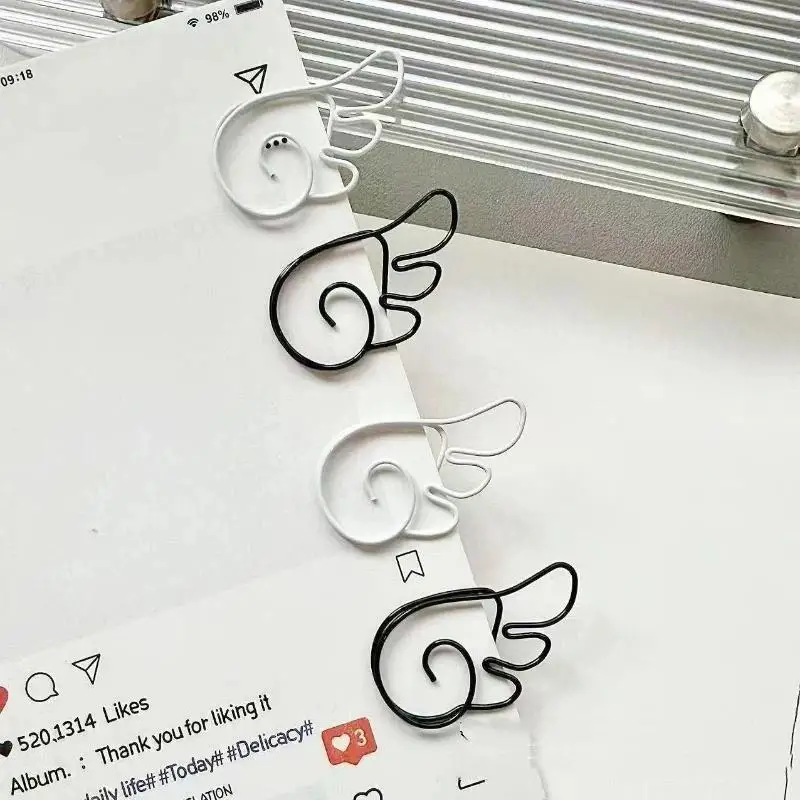 New 10/20/50Pcs Angel Wing Shaped Metal Paper Clips Simple Cute Pin For Student Stationery Office Decoration Supplies