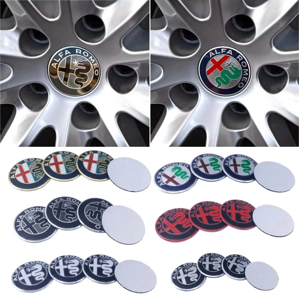 4 Uds 40mm 50mm 56mm 60mm pegatinas de tapacubos de centro de rueda de coche para Alfa Romeo Spider Giulietta Giulia GTAM Tonale Mito estilo de coche