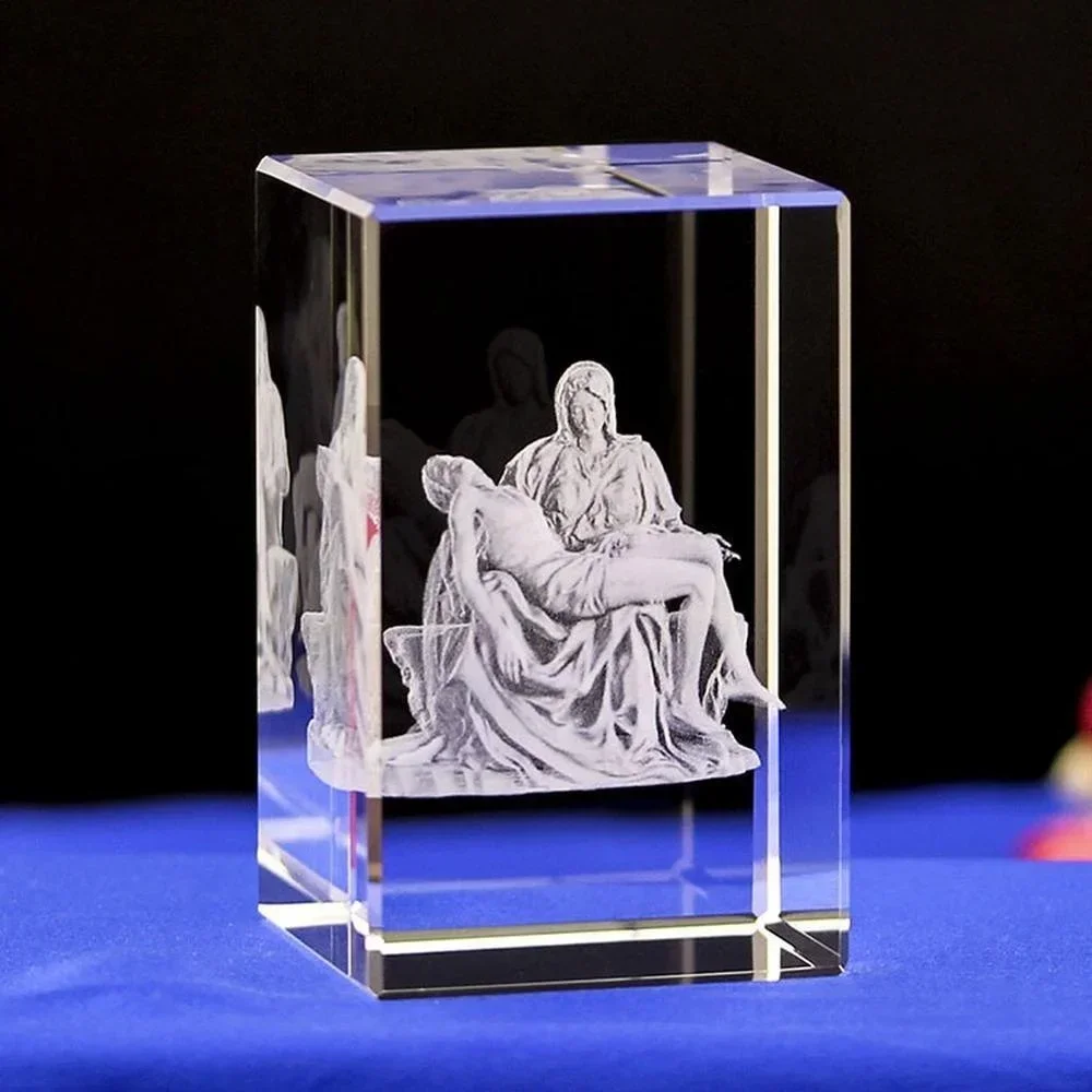 6 Kinds Christian Catholic Jesus Portrait Crystal Ornaments Creative 3D Carved Cross Home Decoration Accessories Modern Decor