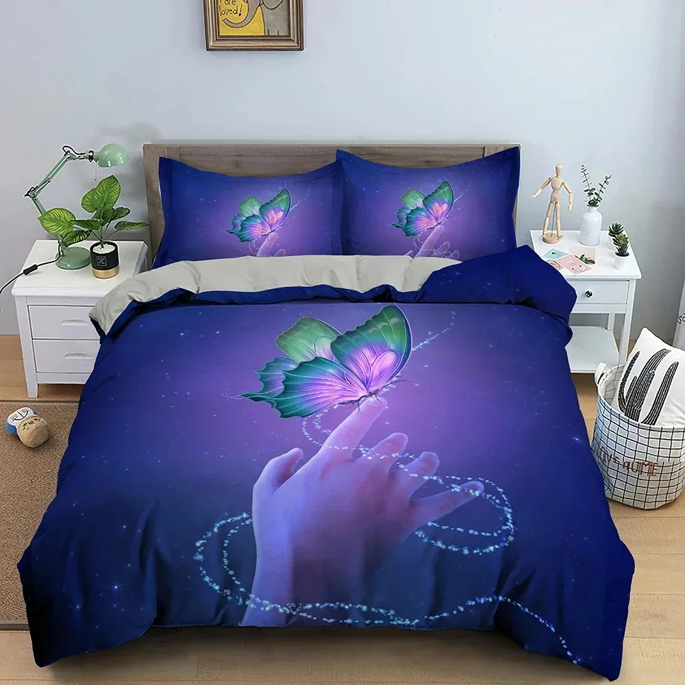 

3D Animal Butterflies Bedding Set Luxury Duvet Cover Set King Queen Quilt Cover For Bedroom Home Decoration