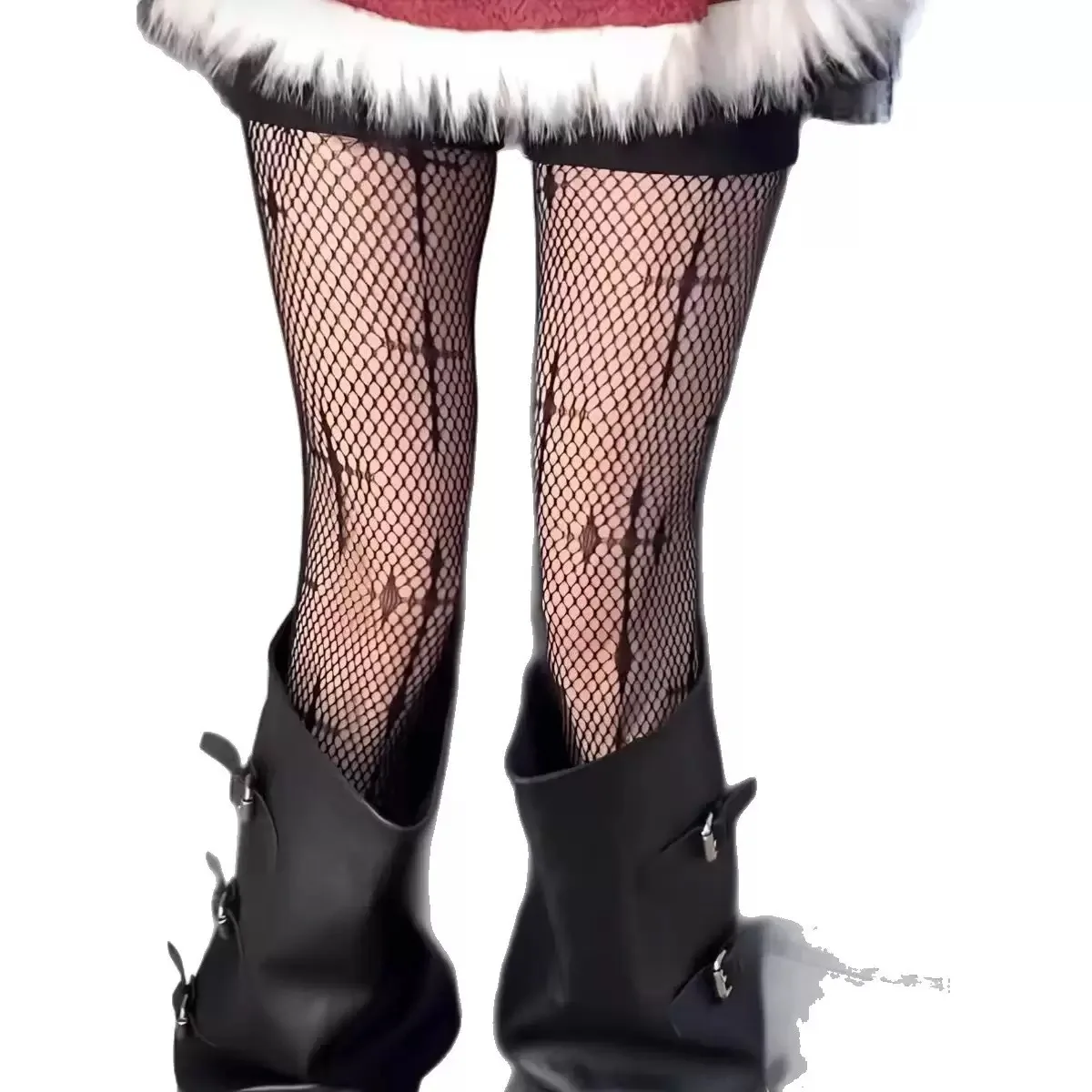 Damen Sexy Retro Gothic Kawaii Kreuz-Print Club Strümpfe Weibliche Heiße Goth Lolita Cosplay JK Strumpfhosen Nylon Socken Netzstrumpfhose
