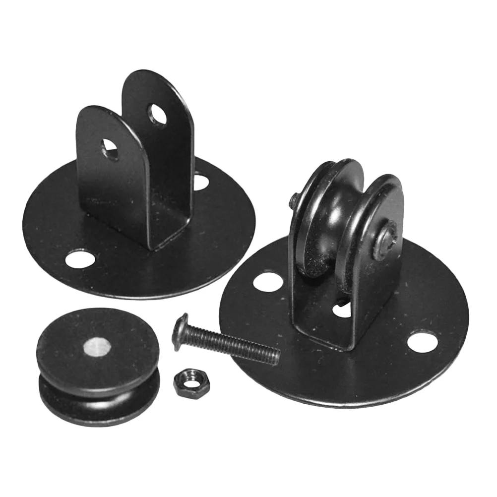 

2 Pcs Chandelier Pulley Block Hanging Wire Towing Wheel Heavy Duty Cable Car Rope Ceiling Mount Black