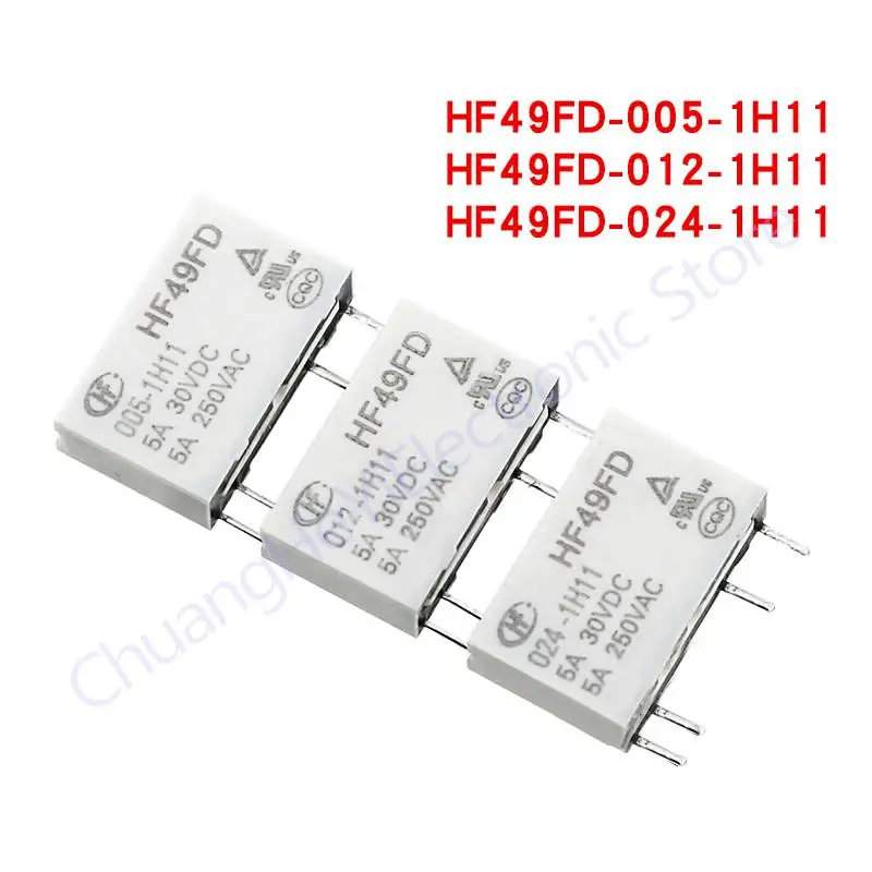 Imagem -03 - Relé Industrial Hf49fd0051h11 Hf49fd-012-1h11 1h12 5a 4pin 5v 12v 24v Relé do Poder em Miniatura 50 Pcs Hf49fd