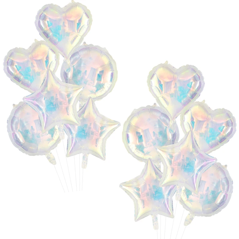 19-Zoll-Laser-Transparentfolienballon Stern Herz Helium Luftballons für Kinder Erwachsene Geburtstag Hochzeit Babyparty Dekoration