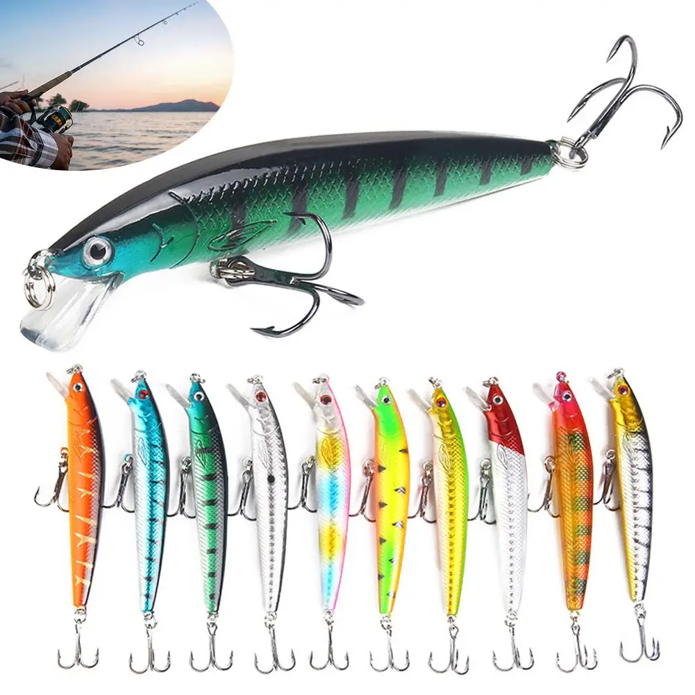 Best Selling 1pcs 10cm 9g Big Long Fish Minnow Sea Fishing Lure Bait 3d Eyes Strong Hooks Lures For Sea Fishing N6z8