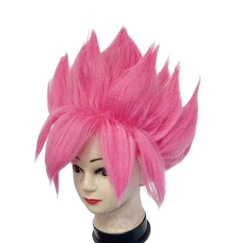 DY20JP Anime Goku Black Cosplay Costume Hair Headwear Short Pink Spiky Comic Wig25 view 5