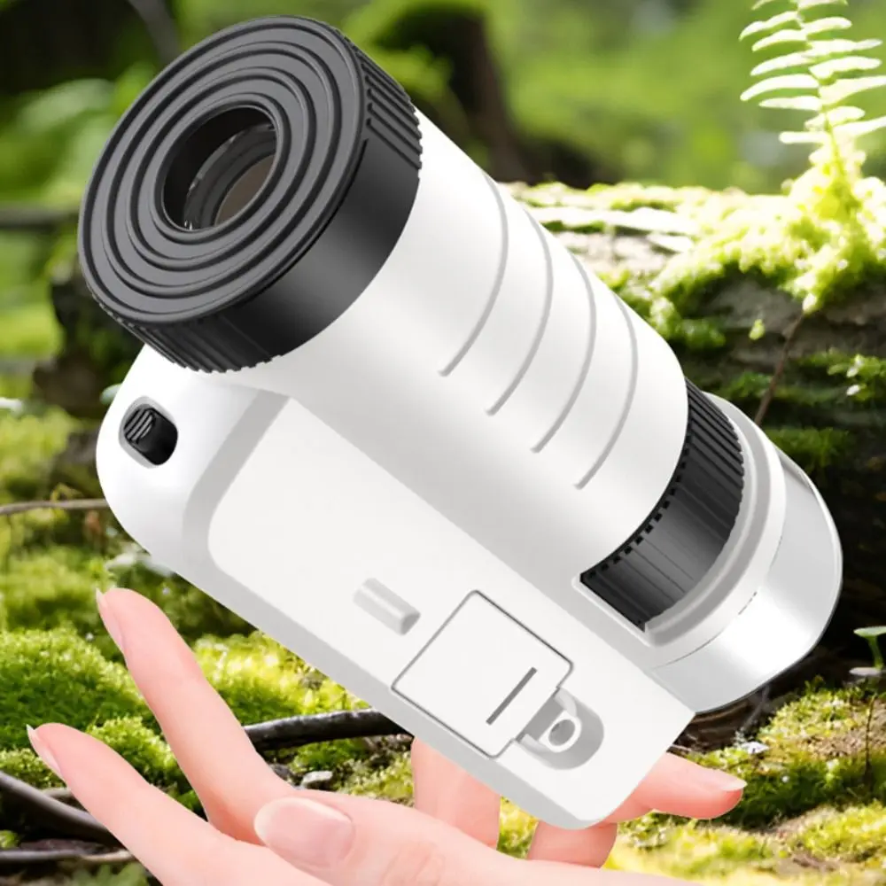 Microscope de poche à grossissement 60-200x, lumière LED optique HD, conception Portable, alimenté par batterie