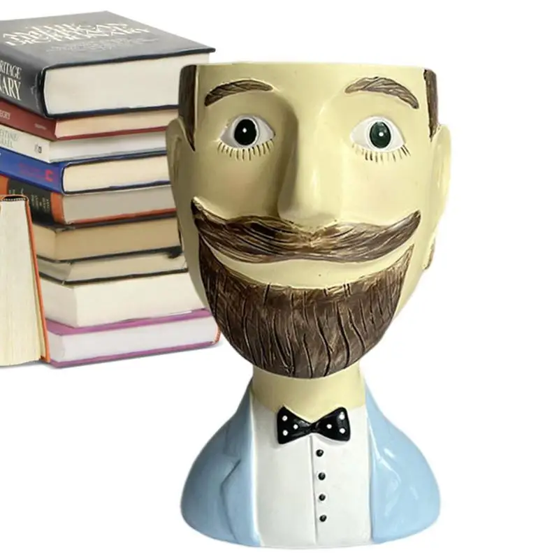 Bearded Man Ceramics Flower Pot Funny Portrait Vase Madam Handicrafts Head Vase Handmade Woman Face Planter Flower Arrangement